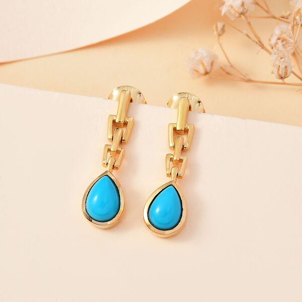 AA Amerikanische Natürliche Sleeping Beauty Türkis Ohrringe 925 Silber 750 Gelbgold Vermeil ca. 1.44 ct image number 2