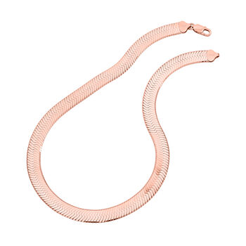 Chunky Fischgr&auml;t-Halskette in ros&eacute;vergoldetem Silber