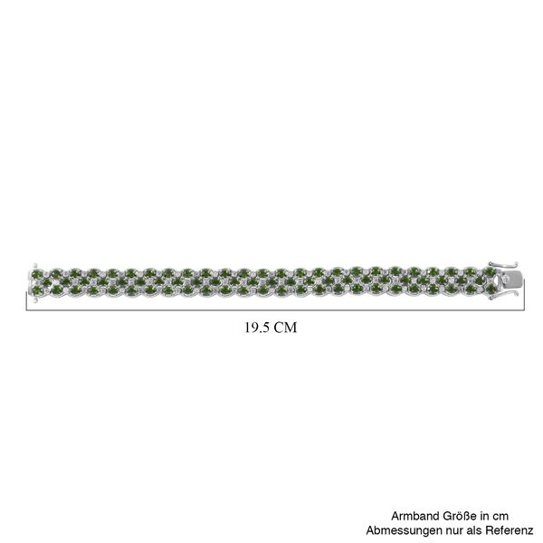 AA Nat&uuml;rlicher Chromdiopsid, wei&szlig;er Zirkon Armband, ca. 19 cm 925 Silber rhodiniert ca. 16.10 ct image number 4