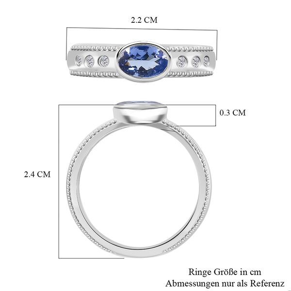 Tansanit und Zirkon Ring 925 Silber Platin-&Uuml;berzug image number 7