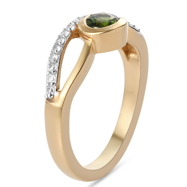 Natürlicher Chromdiopsid und Zirkon Ring 925 Silber vergoldet  ca. 0,53 ct image number 3
