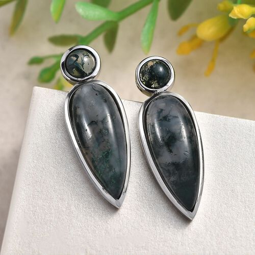 Moosachat Ohrringe - 14,42 ct. image number 1