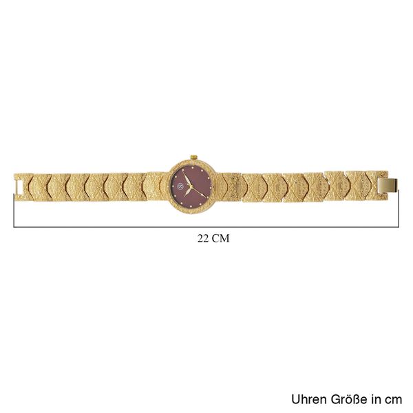 STRADA - Uhr mit japanischem PC21S Uhrwerk, bordeauxrotem Sonnenschliff-Zifferblatt und Legierungsgehäuse image number 8