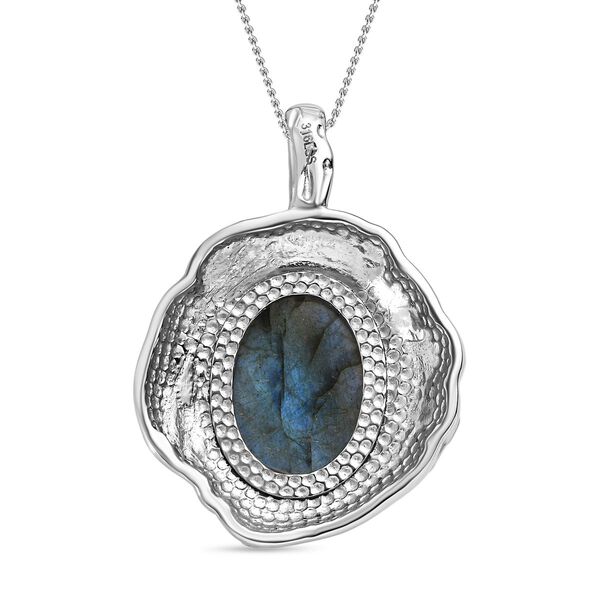Strukturierter Labradorit-Anhänger mit 50cm Kette - 15,88 ct. image number 6