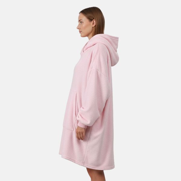 Kuschelige, einlagige Hoodie-Decke aus 230gsm Flanell, Einheitsgröße, Länge 124cm, Rosa image number 3