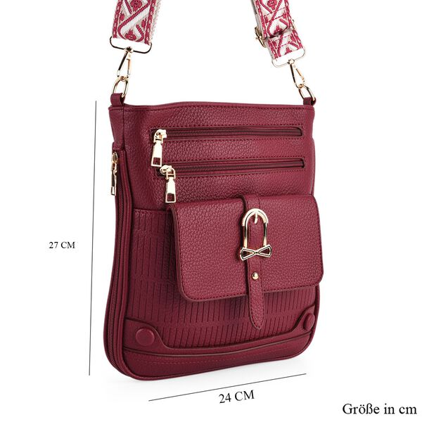 Elegante Umh&auml;ngetasche aus feinem Lederimitat mit Mehrfachf&auml;chern, 24x27 cm, Bordeauxrot image number 8