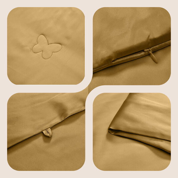 Serenity Night 100% Maulbeerseide Seidendecke mit 350gsm Seidenfüllung, 135x200cm, Gold image number 3