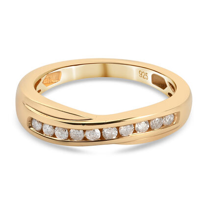 Diamant-Ring, 925 Silber Gelbgold Vermeil (Größe 17.00) ca. 0,25 ct