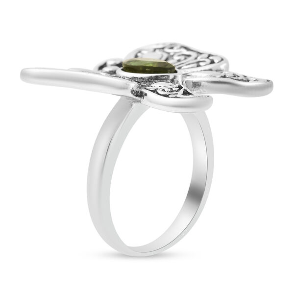 Natürlicher Peridot Schmetterling-Ring, Edelstahl Schwarz oxidiert  ca. 2,00 ct image number 5
