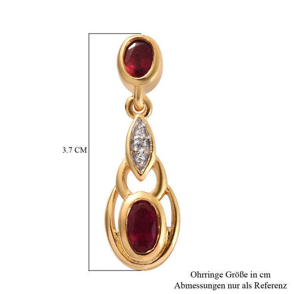 Afrikanische Rubin und Zirkon-Ohrh&auml;nger, (Fissure gef&uuml;llt), 925 Silber vergoldet ca. 1,30 ct&nbsp; image number 6