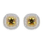 AAA Gelber Saphir, Wei&szlig;er Diamant Ohrringe, AGI zertifiziert und gepr&uuml;ft, 585 Gelb Gold ca. 2.44 ct