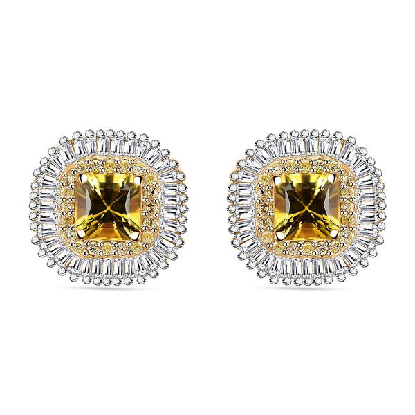 Zertifiziert und gepr&uuml;ft AAA gelbe Saphir, gelbe und wei&szlig;e Diamant Ohrringe in 585 Gold - 2,44 ct. image number 0