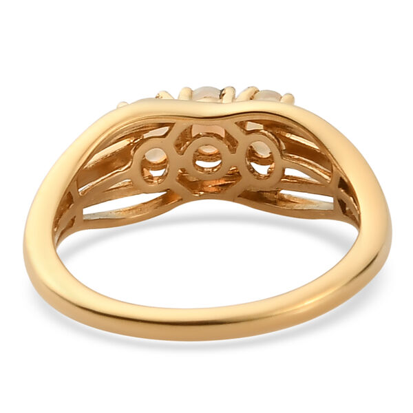 Nat&uuml;rlicher &Auml;thiopischer Opal 3 Stein Ring 925 Silber vergoldet  ca. 0,38 ct image number 6