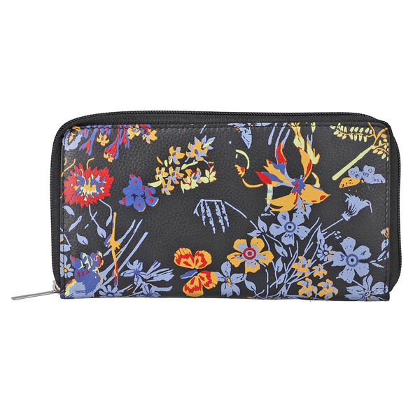 CLOSE OUT - UNION CODE: Echtleder Brieftasche, Blumenmuster, dunkel Cognac image number 0