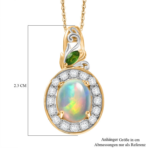 D'Joy nat&uuml;rlicher, &auml;thiopischer Welo Opal, Chromdiopsid und Zirkon Anh&auml;nger mit 50cm Kette - 1,87 ct. image number 5
