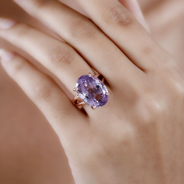 AAA Rose De France Amethyst Ring, 925 Silber rosévergoldet (Größe 18.00) ca. 12.30 ct image number 2
