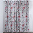 2er Set blickdichter Vorhang mit 8 Metallringen, Blumenmuster