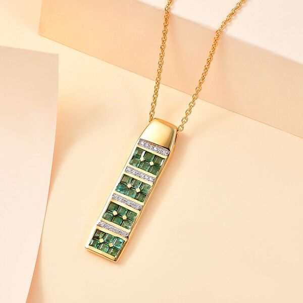 Kagem sambischer Smaragd und Zirkon-Anhänger mit 50cm Kette - 1,87 ct. image number 9