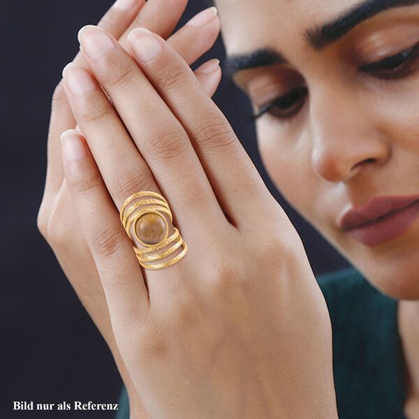 Gelbes Tigerauge Ring 316L Edelstahl, (Größe 16.00) ca.0 vergoldet 5.00 ct image number 3