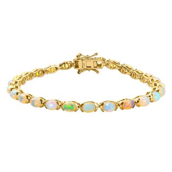 Nat&uuml;rliches, &auml;thiopisches Opal-Armband, ca. 19 cm, 925 Silber Gelbgold Vermeil ca. 7.95 ct