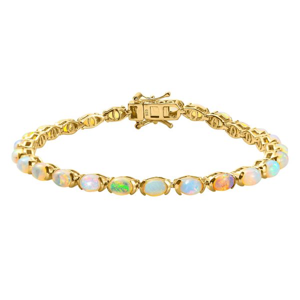 Nat&uuml;rliches, &auml;thiopisches Opal-Armband, ca. 19 cm, 925 Silber Gelbgold Vermeil ca. 7.95 ct