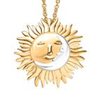 Sonne und Mond Anhänger mit Kette, 925 Silber, vergoldet, ca. 6,26g
