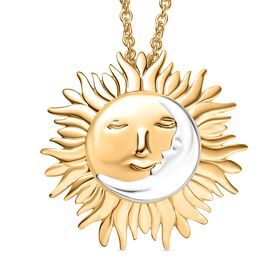 Sonne und Mond Anhänger mit Kette, 925 Silber, vergoldet, ca. 6,26g