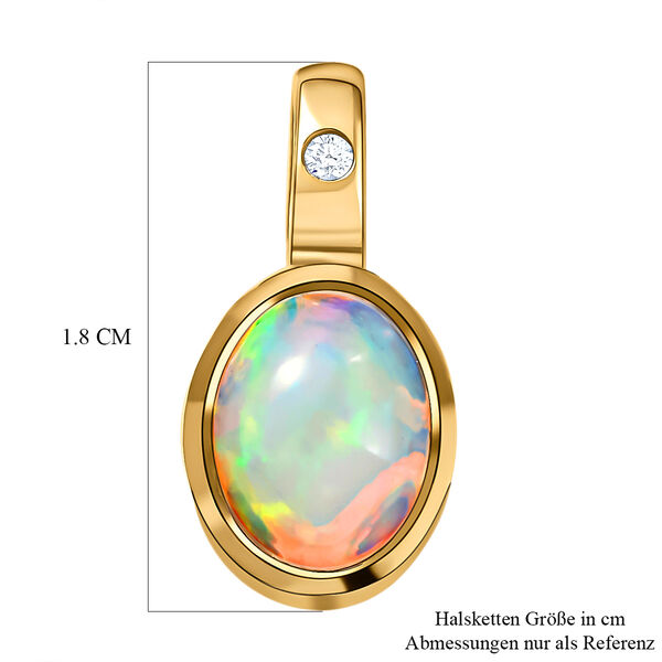 Nat&uuml;rlicher &auml;thiopischer Opal und Zirkon-Anh&auml;nger in Silber image number 6