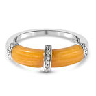 Gelber Jade und Zirkon-Ring, 925 Silber rhodiniert (Größe 16.00) ca. 5,05 ct