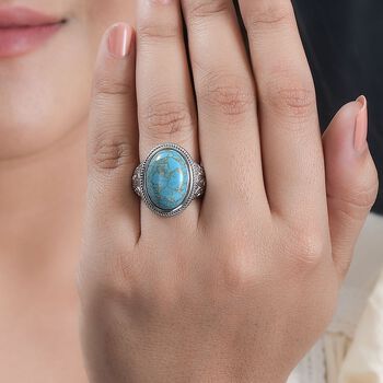 Blaues T&uuml;rkis Ring Edelstahl (Gr&ouml;&szlig;e 21.00) ca. 9,97 ct