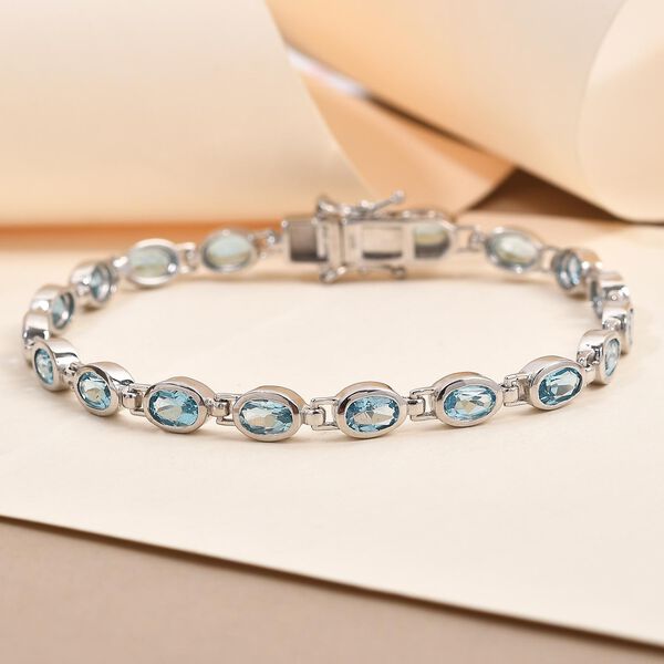 Schweizer Blautopas-Armband, ca. 20 cm, 925 Silber platiniert ca. 8,82 ct image number 2
