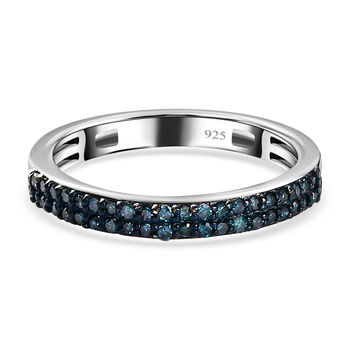 Blauer Diamant-Ring, 925 Silber platiniert (Gr&ouml;&szlig;e 21.00) ca. 0.25 ct