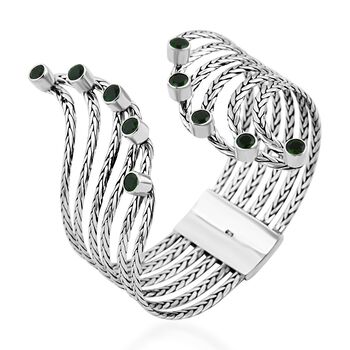 Royal Bali - Nat&uuml;rlicher Chromdiopsid Armreif, ca. 19 cm, 925 Silber ca. 7.00 ct