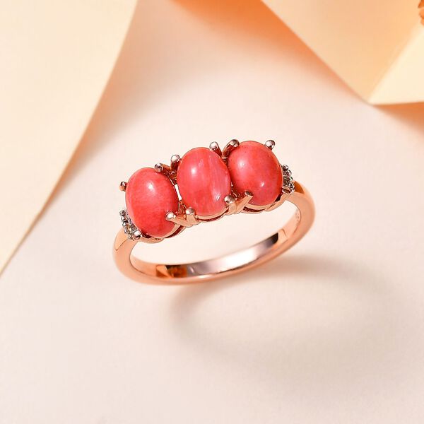 AAA Oregon Pfirsich Opal und Diamant Ring - 1,84 ct. image number 2