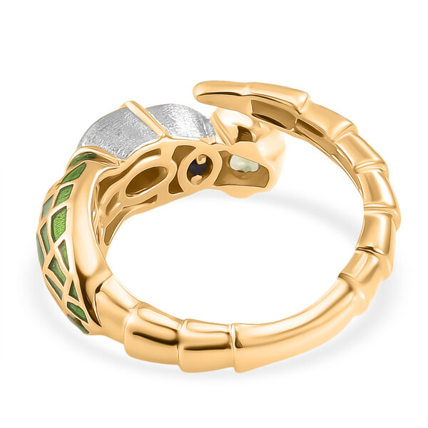 GP - AA Peridot, Kanchanaburi Blauer Saphir Ring 925 Silber 750 Vergoldet (Gr&ouml;&szlig;e 17.00) image number 5