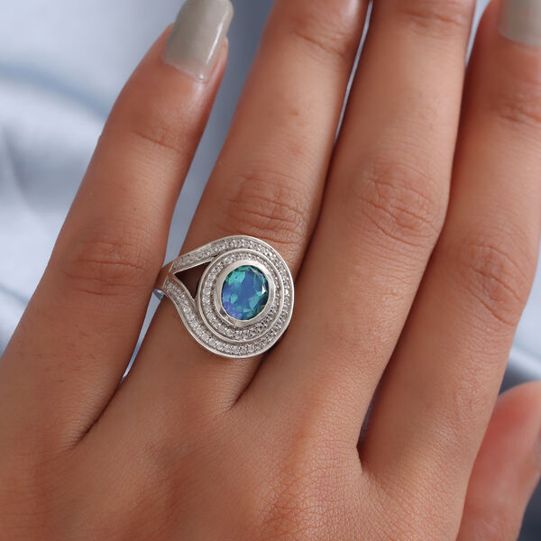 Pfau Triplett Quarz und Zirkon Ring 925 Silber platiniert  ca. 2,71 ct image number 3