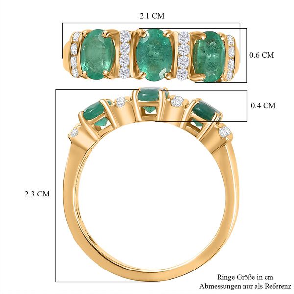 AAA Smaragd und Moissanit Ring in 375 Gold - 1,54 ct. image number 5