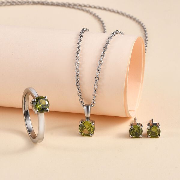 3er-Set- Peridot kubisches Zirkonia-Schmuckset - 3,40 ct. image number 2