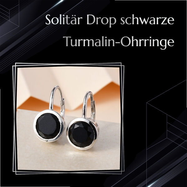 Solitär Drop schwarze Turmalin-Ohrringe image number 6