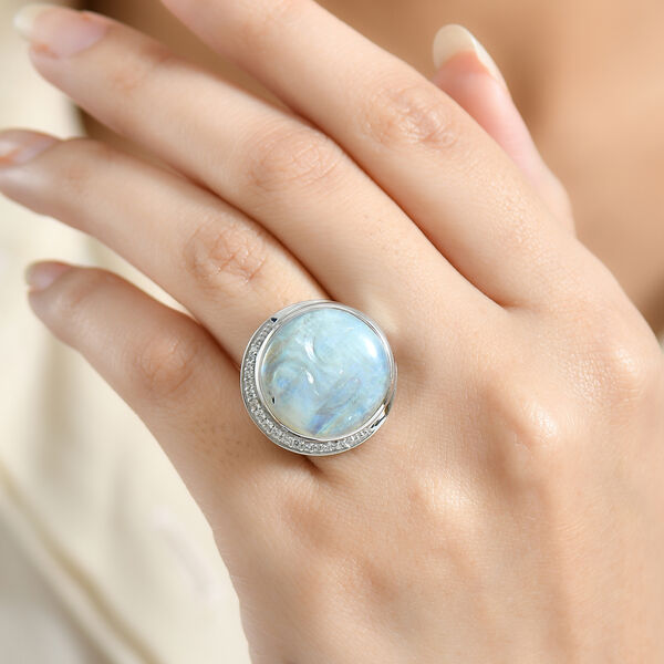 D'Joy AAA Regenbogen Mondstein und Zirkon Ring - 17,26 ct. image number 3