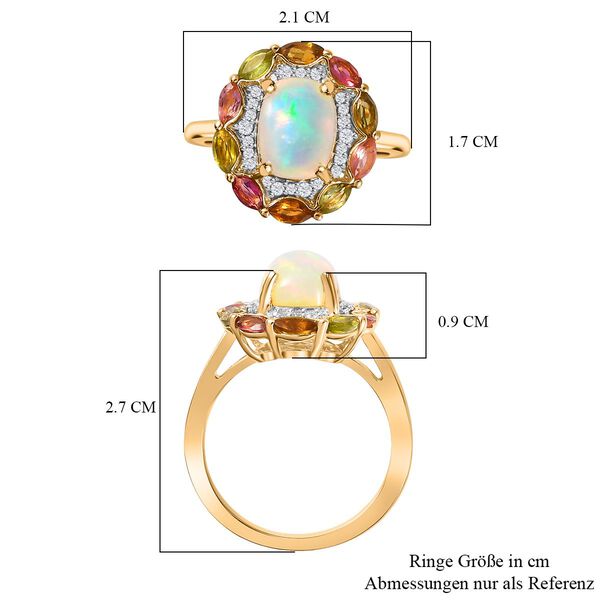 AA Natürlicher, äthiopischer Welo Opal, Multi-Turmalin und Zirkon Ring - 2,45 ct. image number 8