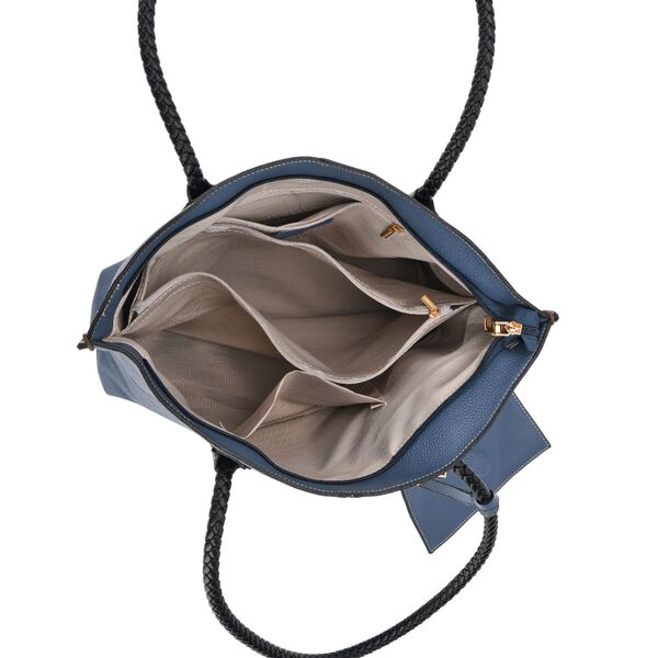 2er-Set Echtleder-Shopper, stilvolle Handtaschen mit passendem Rei&szlig;verschluss-Etui, Blau image number 6