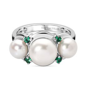EverTrue Süßwasserperle und grüner Zirkonia Ring EverTrue Süßwasserperle und grüner Zirkonia Ring