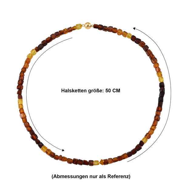 D'Joy Mehrfarbiger Nat&uuml;rlicher Baltischer Bernstein Halskette ca. 50 cm 925 Silber Vergoldet ca. 60.00 ct image number 5