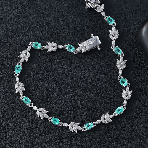 Kolumbianischer Smaragd, Moissanit Armband ca. 18.5 cm 925 Silber rhodiniert ca. 4,07 ct. image number 1