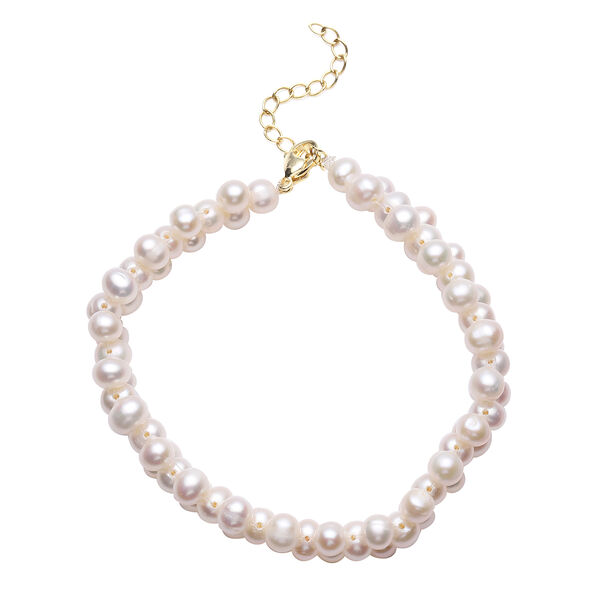 S&uuml;&szlig;wasserzuchtperlen-Armband, ca. 19 cm, Messing ca. 97,50 ct