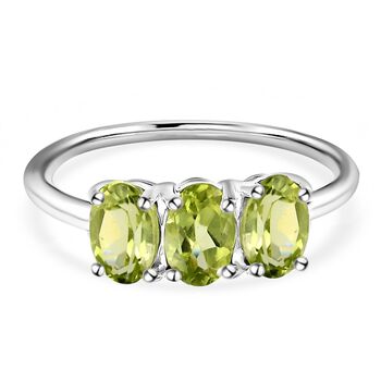 Nat&uuml;rlicher Peridot Ring, 925 Silber (Gr&ouml;&szlig;e 20.00) ca. 1,37 ct