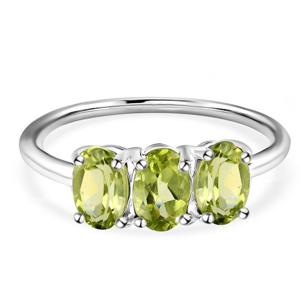 Nat&uuml;rlicher Peridot Ring, 925 Silber (Gr&ouml;&szlig;e 20.00) ca. 1,37 ct