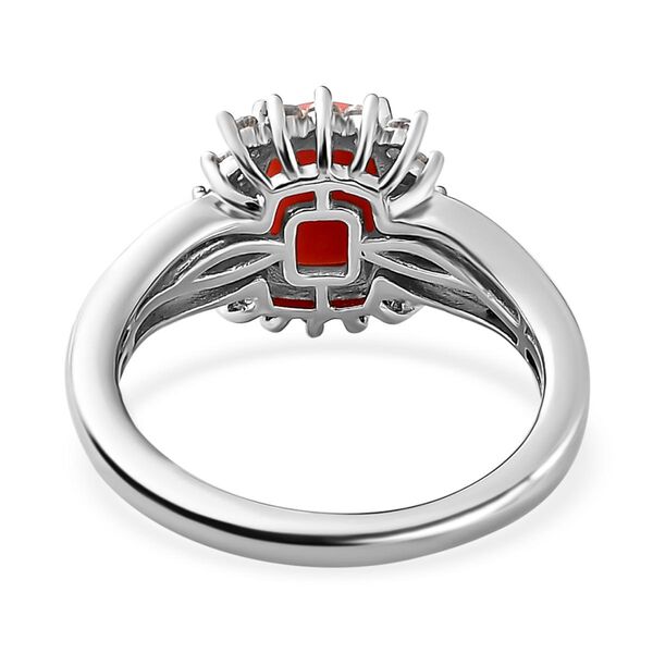 Oregon Pfirsich Opal und wei&szlig;er Zirkon-Ring, 925 Silber platiniert (Gr&ouml;&szlig;e 21.00) ca. 1.50 ct image number 6