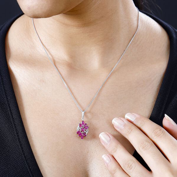 Afrikanischer Rubin (Fissure gef&uuml;llt) Anh&auml;nger 925 Silber rhodiniert ca. 1.78 ct image number 3